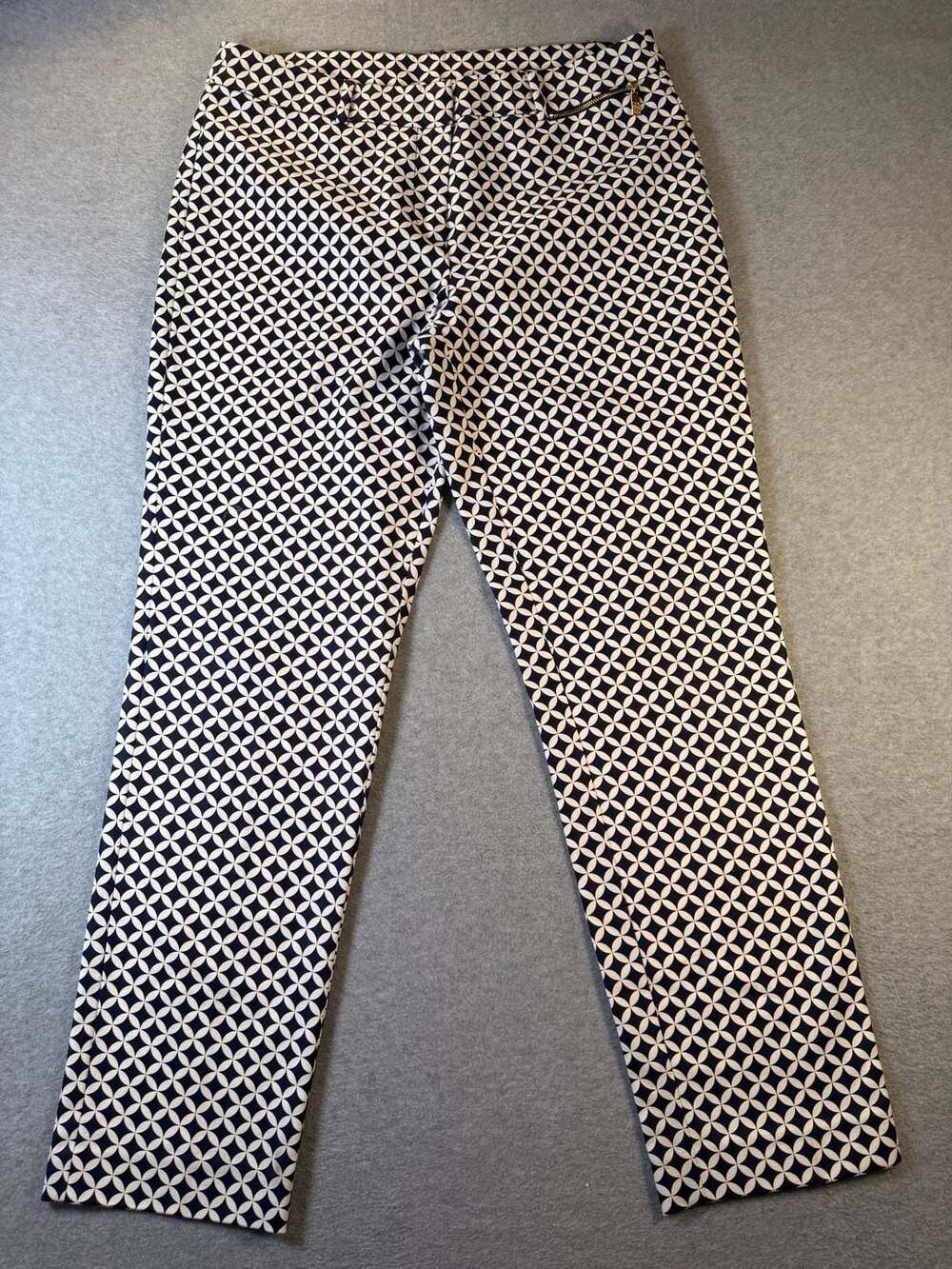Anne Klein Black and White Geometric Geo Print Trousers Pants Size 10